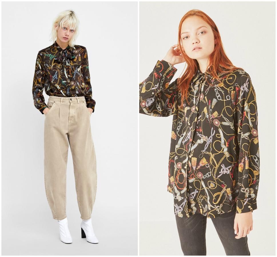 El  estampado de cadenas  ha sido otro de los 'hits' de la temporada. Estas dos blusas son prácticamente iguales, pero la de la izquierda es de Zara y cuesta 22.95 euros; y la de la derecha, de Mulaya, 13.99 euros.