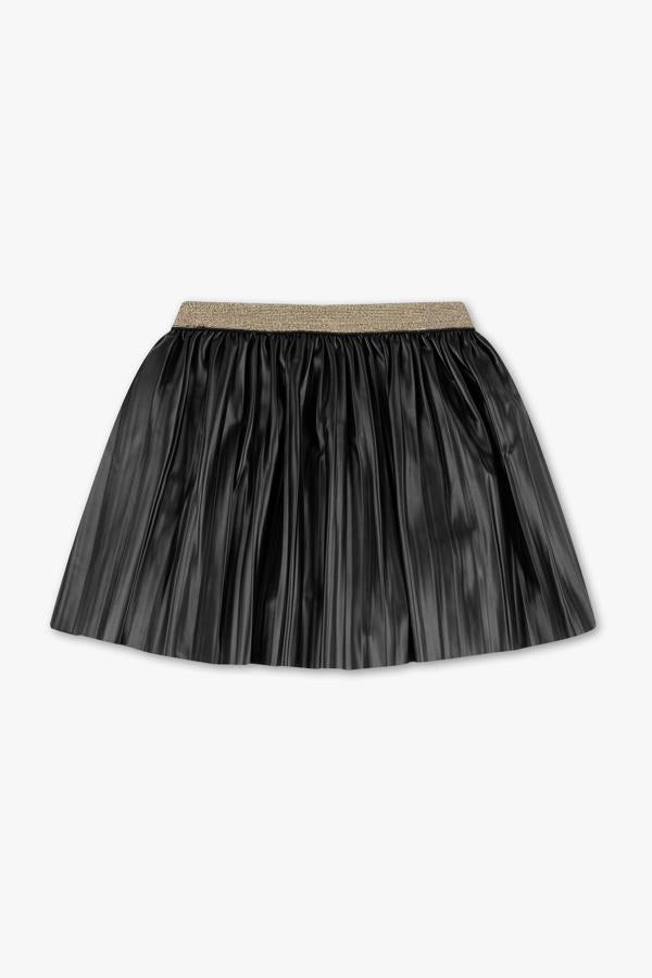 Falda negra plisada de polipiel y detalle dorado en cintura: 13 euros en C&A