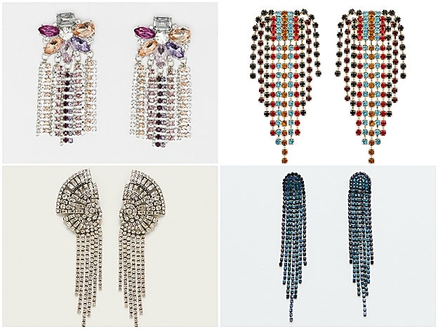 De arriba a abajo y de izquierda a derecha: pendientes de Sfera (3.50 euros), pendientes de Mypeeptoeshop (32 euros), pendientes de Mango (15.99 euros) y pendientes de Sfera (3.50 euros).