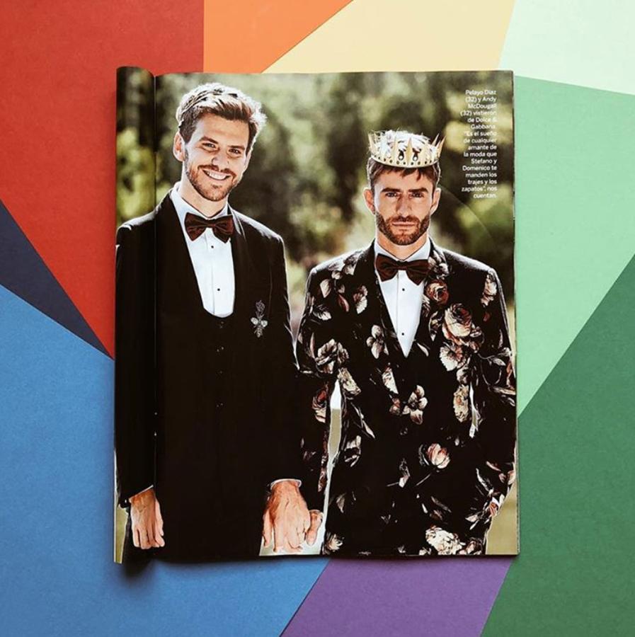 Esta es una de las pocas fotos que pudimos ver en las redes sociales de la boda de Pelayo Díaz y Andy McDougall, que vendieron la exclusiva a una revista.