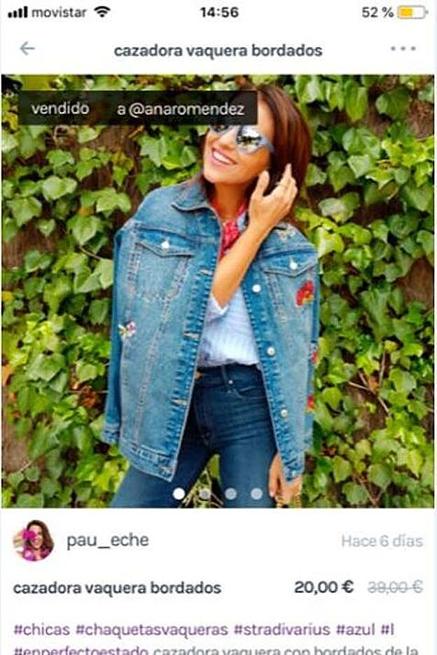 Una de las prendas que Paula ha vendido en la aplicación es esta chaqueta vaquera.