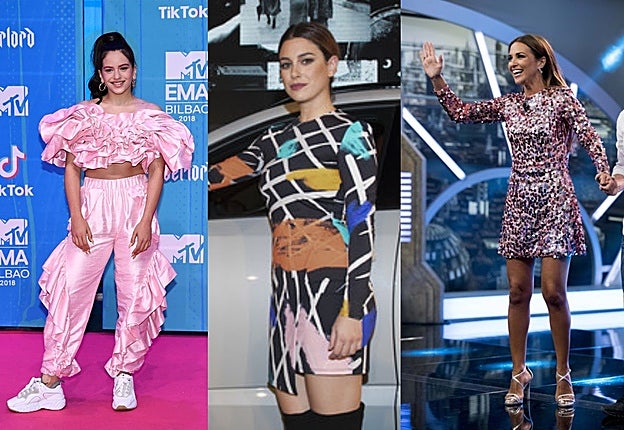 Rosalía, Blanca Suárez y Paula ÇEchevarría con diseños de María Escoté.