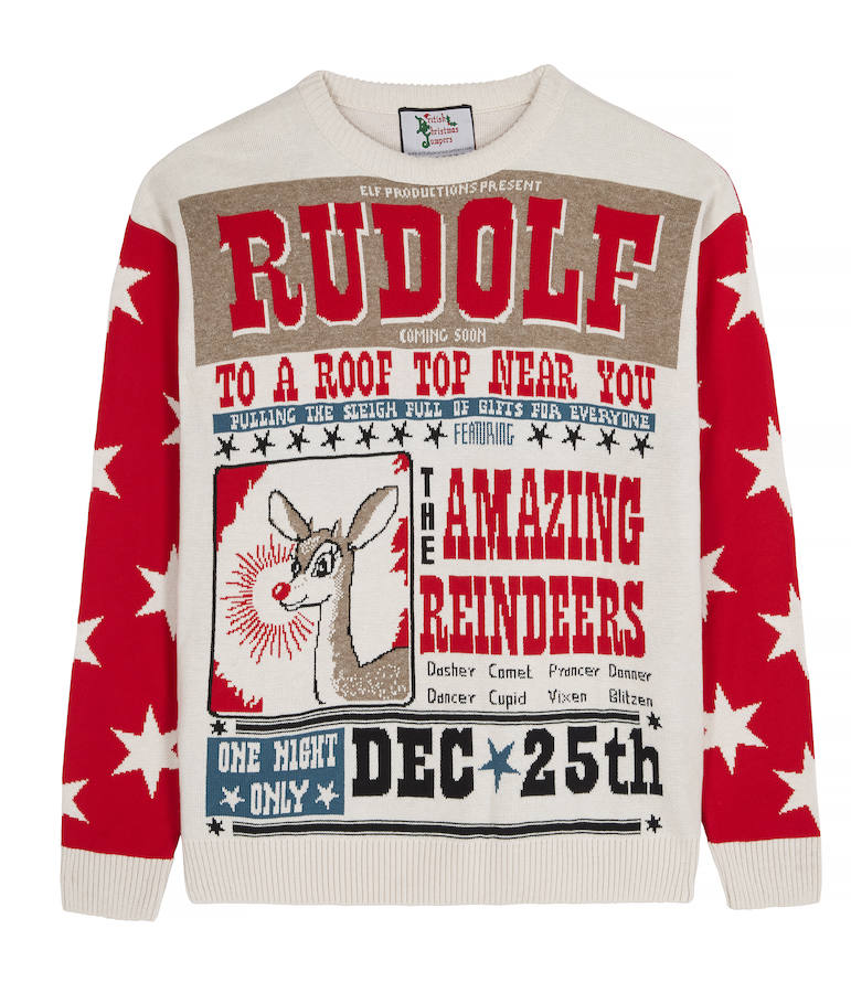Necesitamos este 'ugly sweater' tan 'cuqui' de Rudolf para nuestra comida del Navidad. Es de British Christmas Jumper, y se vende en Amazon por 39.92 euros.