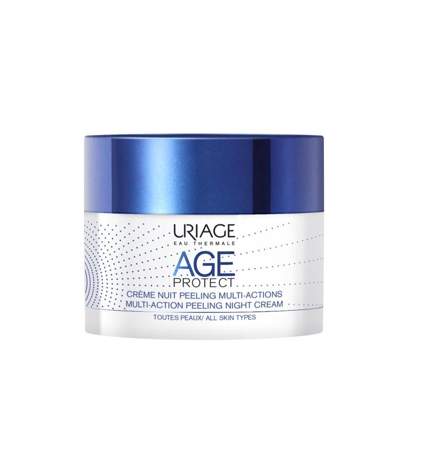 Afinando el grano de la piel y mejorando la oxigenación celular, la Crema de Noche Peeling Multiacción Age Protect de Uriage tiene efecto peeling gracias a su contenido en AHAs. (29,50 €).