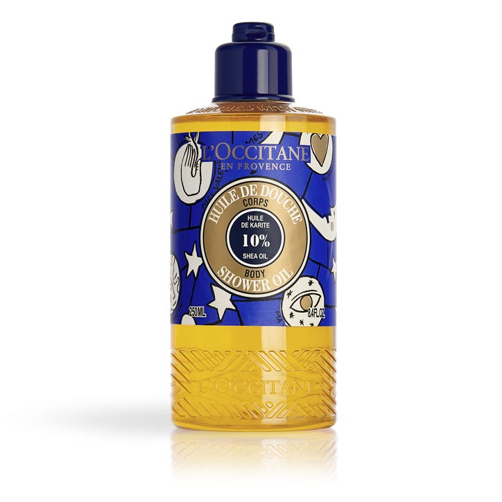 Aceite de Baño (18 euros) de L'Occitane, ilustrado por Castelbajac.