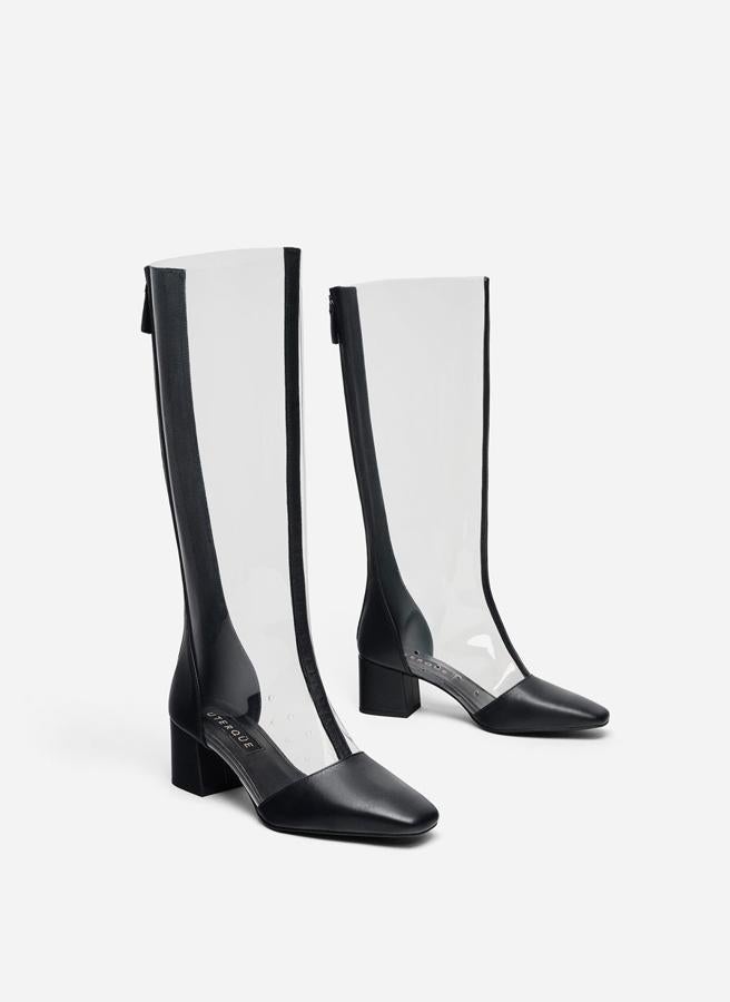 Las botas de plástico han llegado al "low cost" y estas de Uterqüe son tu oportunidad de tener unas y a muy buen precio: 69,95 euros.