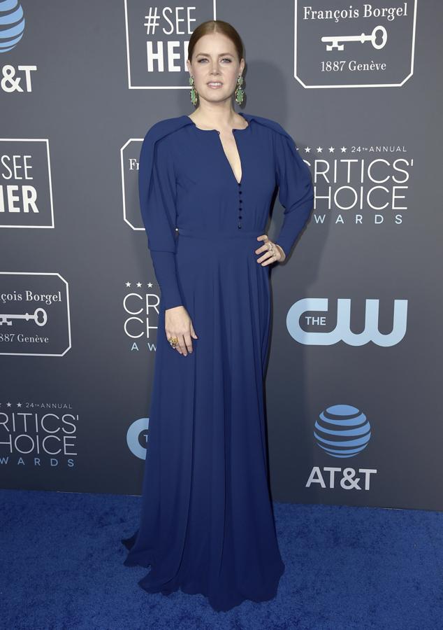 Amy Adams no mostró su mejor versión, pero su vestido azul noche de inspiración vintage firmado por Zac Posen pasa nuestro aprobado en los Critics' Choice Awards.