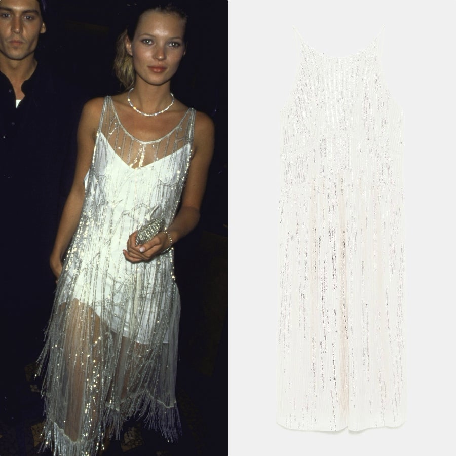 Principios de 1994 y Kate Moss ya se convertía en la musa de Calvin Klein con este vestido semitransparente de la firma. Esta versión de Zara nos ha recordado mucho al de la modelo. (17,99 euros).
