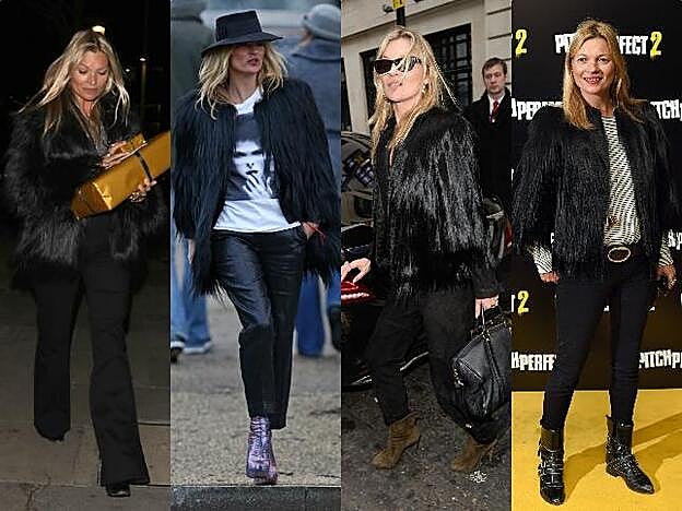 Kate Moss con su abrigo de pelo (de 2019 a 2015).