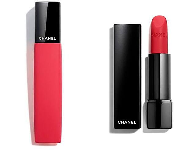 1. Barra de labios mate empolvado Rouge Allure Liquid Powder. (35 euros). 2. Barra de labios mate intenso Rouge Allure Velvet Extrême. (35 euros). Todo de Chanel.