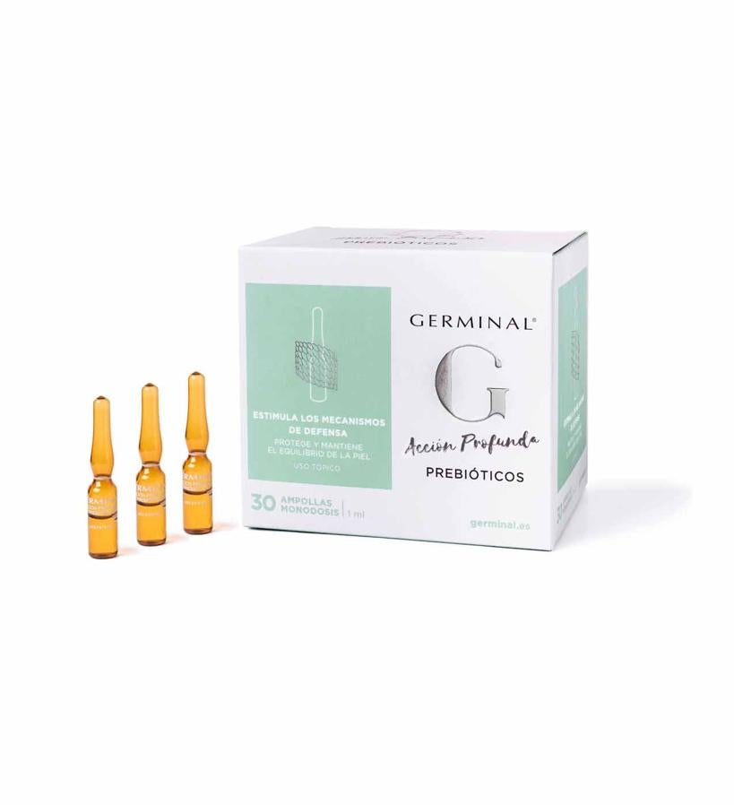 Por primera vez se presenta un complejo con prebióticos y la bacteria amistosa lactobacilus en ampollas monodosis. Su acción se focaliza en suavizar la piel para disminuir la reactividad cutánea, eliminando de ese modo la sensación de tirantez. (36 €/ 30 ampollas).
