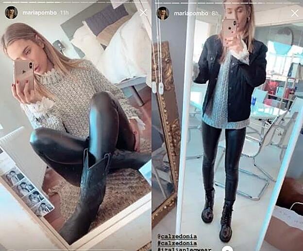 María Pombo muestra su look en Instagram Stories.