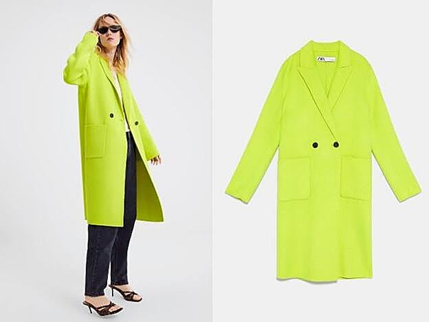 Abrigo neón de Zara: 99,95 euros.