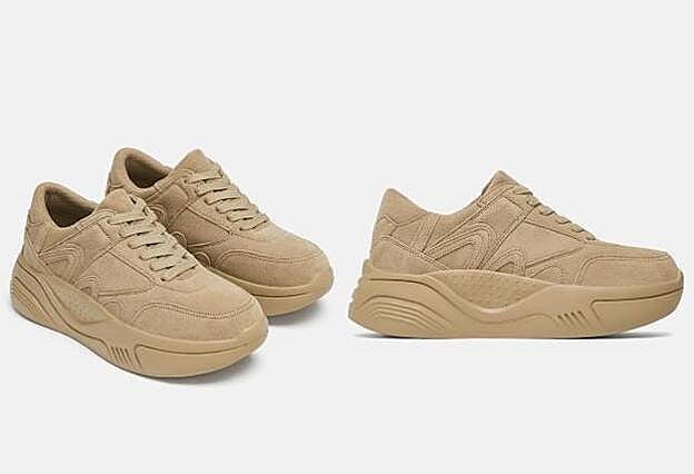 Sneakers beige de Zara: 39,99 euros.