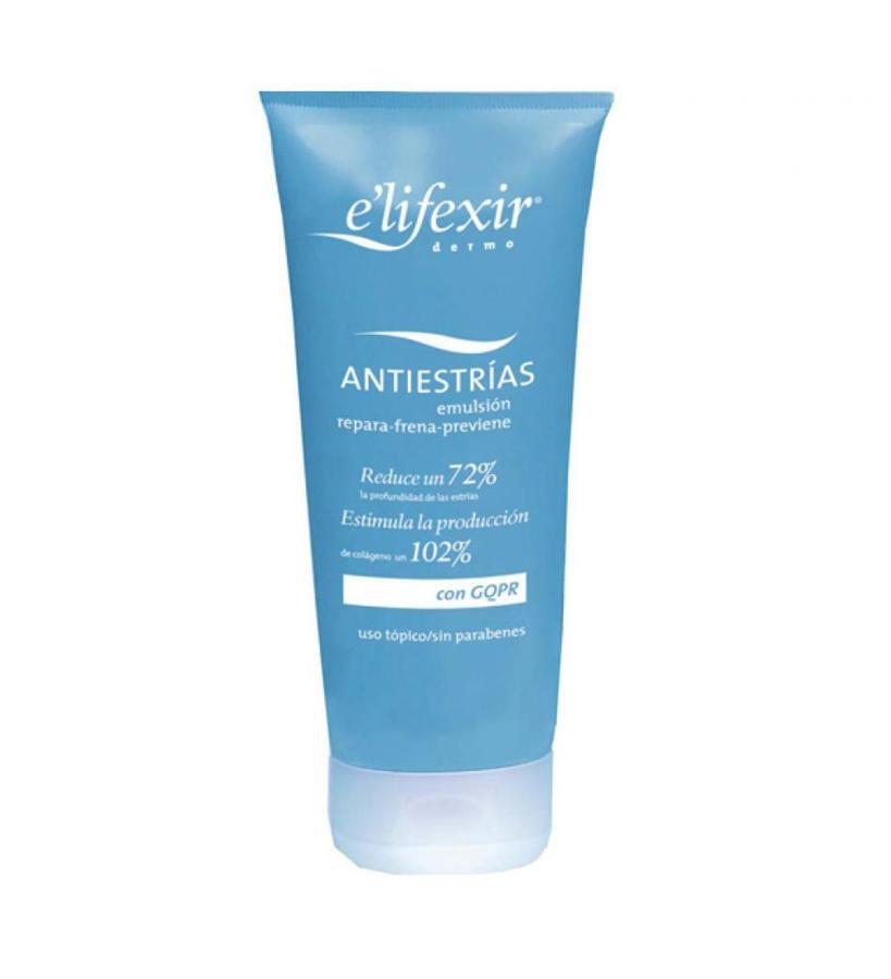 Esta crema antiestrías frena, repara y previene la aparición de estrías gracias a sus diferentes ingredientes como el extracto de guisante y PAL-GQPR que ue reconstruye el tejido dañado, estimulando la producción de colágeno. Extender mañana y noche en las zonas afectadas (abdomen, brazos, muslos, glúteos) mediante un masaje circular hasta su total absorción. (9,40 €).