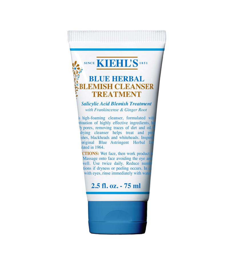 La limpiadora Blue Herbal Blemish Cleanser Treatment de la línea azul de Kiehl’s es rica en ácido salicílico, para una acción anti-sebo intensiva (22 €).