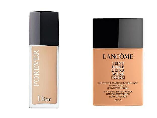 1. Diorskin Forever Skin Mat de Dior (51 euros). 2. Teint Idole Ultra Wear Nude de Lancôme (42 euros).
