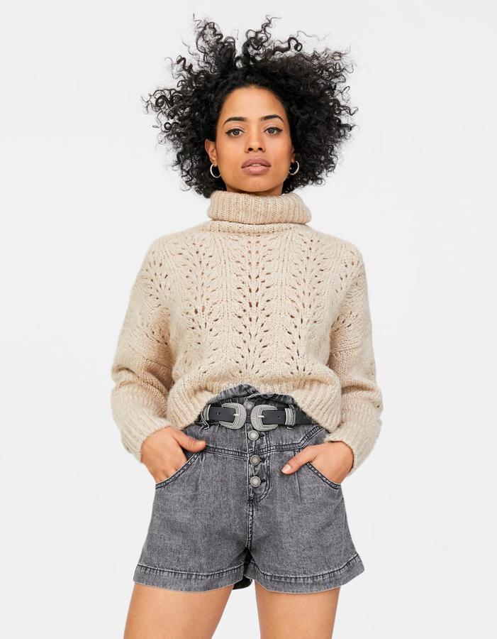 Short denim con efecto lavado, 17,99 euros.