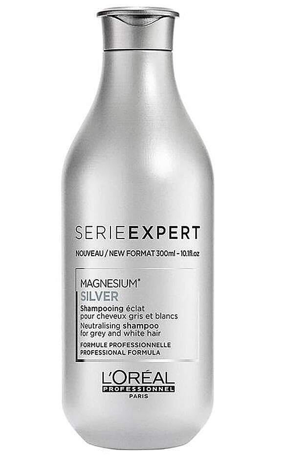 Champú para cabellos grises y blancos L'Oréal Serie Expert Silver, 11,95 euros.