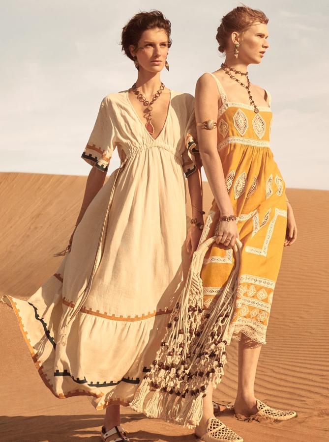 Dos de nuestros vestidos favoritos de la nueva colección primavera-verano 2019 de Zara son estos. El blanco roto con cenefas en contraste cuesta 89.95 euros; igual que el color ocre con detalles de crochet.