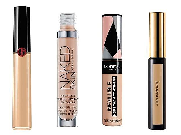 1. Power Fabric Concealer de Giorgio Armani (40 €). 2. Naked Skin Concealer de Urban Decay (27 €). 3. Infalible More Than Concealer de L’Oréal Paris (12,95 €). 4. Encre de Peau All Hours Concealer de YSL (36,95 €).