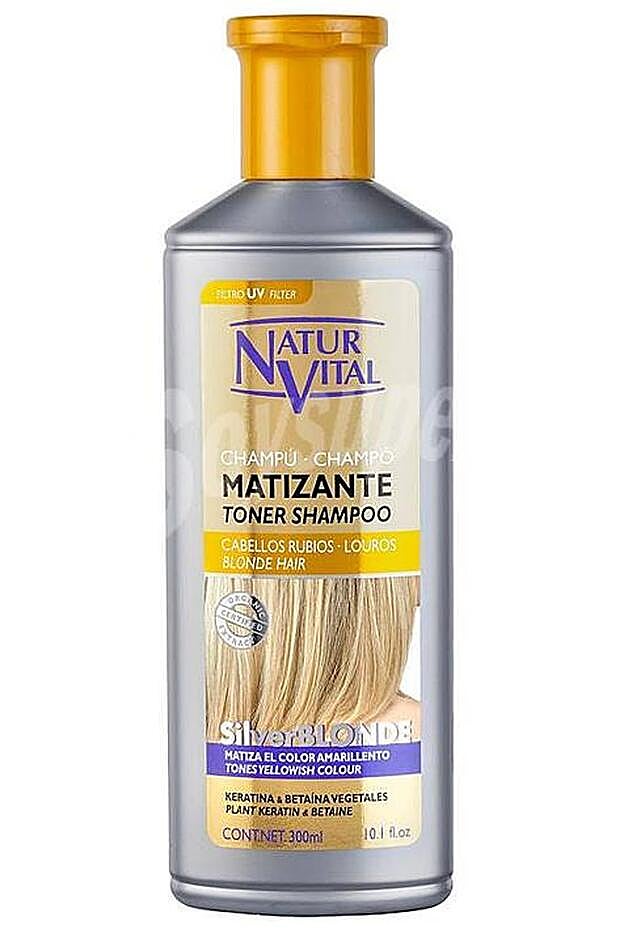 Champú con keratina y betaína vegetal, para cabellos rubios 'Silver Blonde', 4,87 euros.