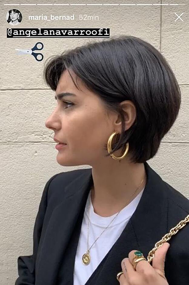 María Bernad con su nuevo corte de pelo realizado en la peluquería Ángela Navarro.