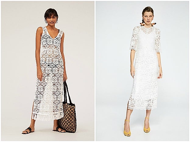 A la izquierda, vestido de crochet de Oysho (59.95 euros) y a la derecha, vestido de Sfera (29.99 euros).
