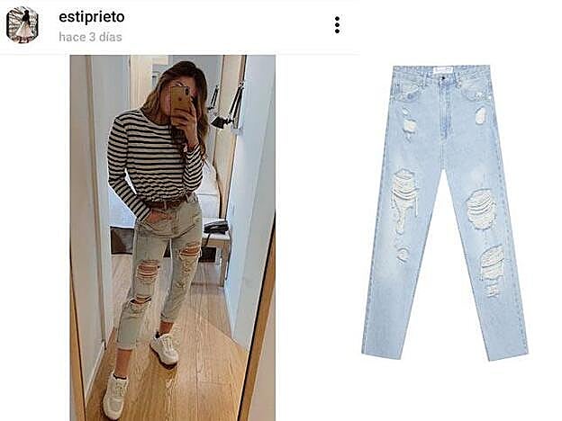 Jeans mom rotos con diseño retro y cintura alta de Stradivarius, 25,99 euros.