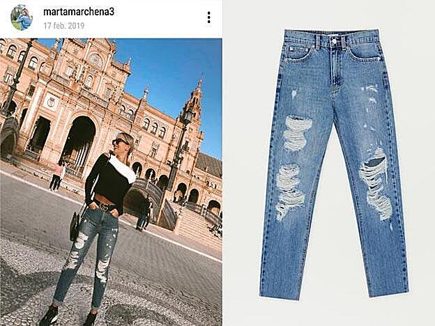 Mom jeans con roturas y bajos deshilachados de Pull & Bear, 25,99 euros.
