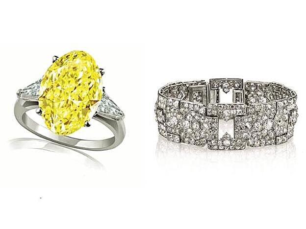 1. Las piedras de más valor son los diamantes, sobre todo la variedad Fancy. Este es de talla oval de 15 quilates. 2. La joya más cara adquirida por la firma es una pulsera de platino y diamantes de Cartier, que alcanzó cinco cifras.