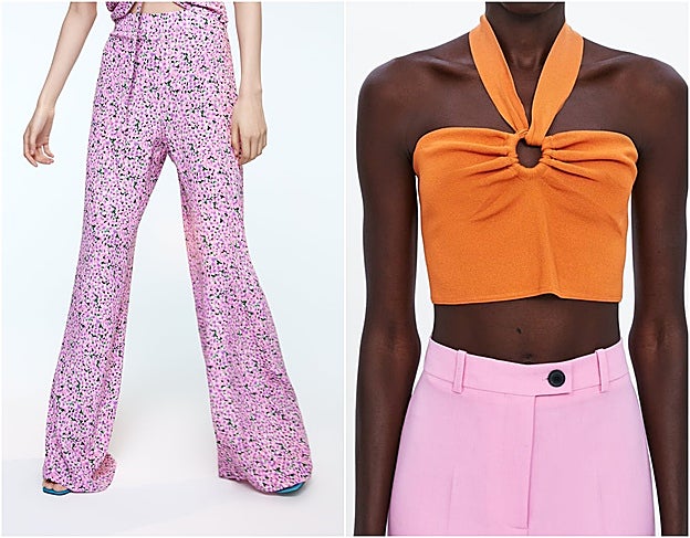 Combinación con top naranja de Zara: 9,95 euros.