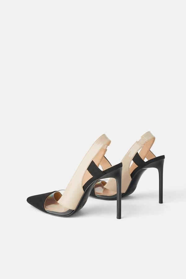 Estos salones bicolores con detalle de vinilo (29.95 euros) estamos seguras que son los  favoritos de Zara de la Reina Letizia .