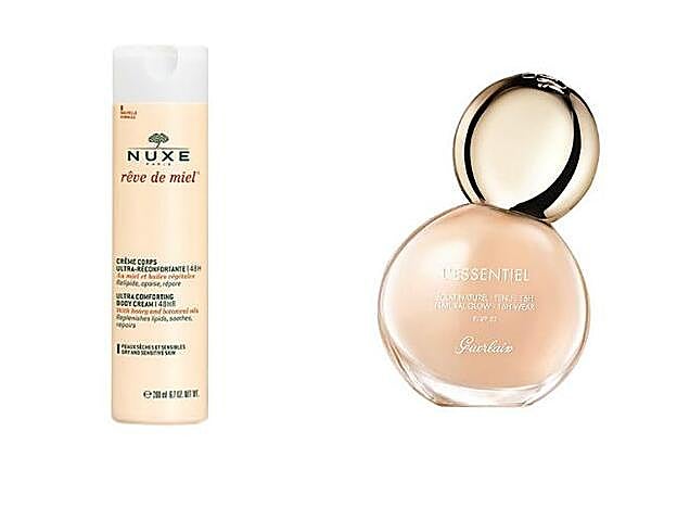 1. Rêve de Miel crema Corporal Ultra-Reconfortante de Nuxe (19,90 €). 2. L’Essentiel Base de maquillaje de Guerlain (55 €).