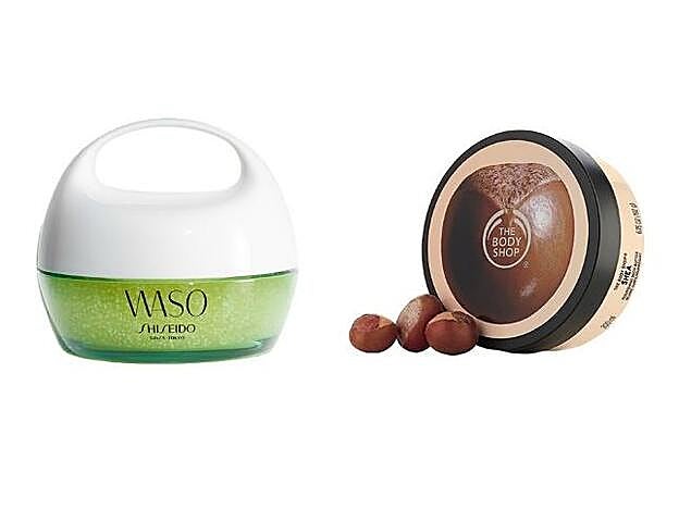1. Waso Beauty Sleeping Mask de Shiseido (50 €). 2. Manteca Corporal Nutritiva de Karité de The Body Shop (6 €).