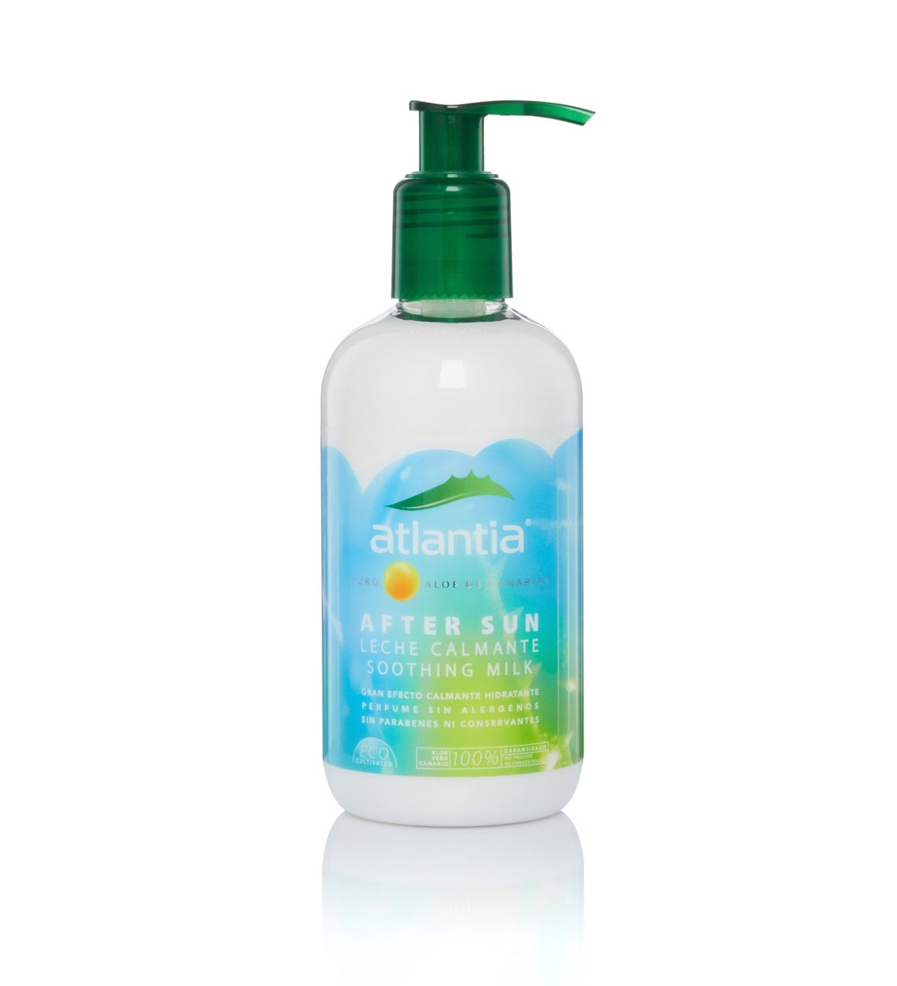 Leche calmante en una suave y refrescante fórmula con Aloe Vera canario. Ayuda a aliviar el ardor y enrojecimiento de la piel producidos por el sol. También tiene propiedades regeneradoras de los tejidos. (12,90 €).