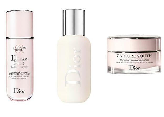 1. Perfeccionador de piel Capture Total Dreamskin. 2. Prebase Backstage Primer de Dior. 3. Crema hidratante Capture Youth.