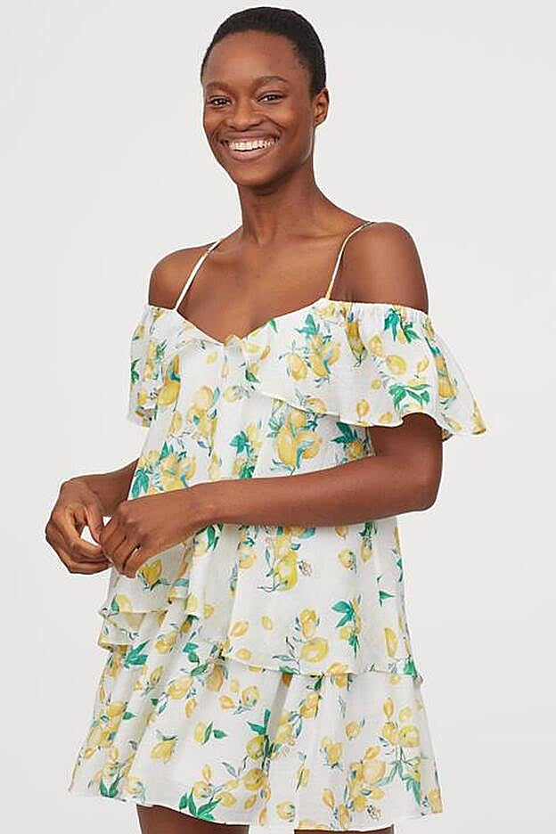 Vestido con estampado de limones de la nueva colección de H&M.
