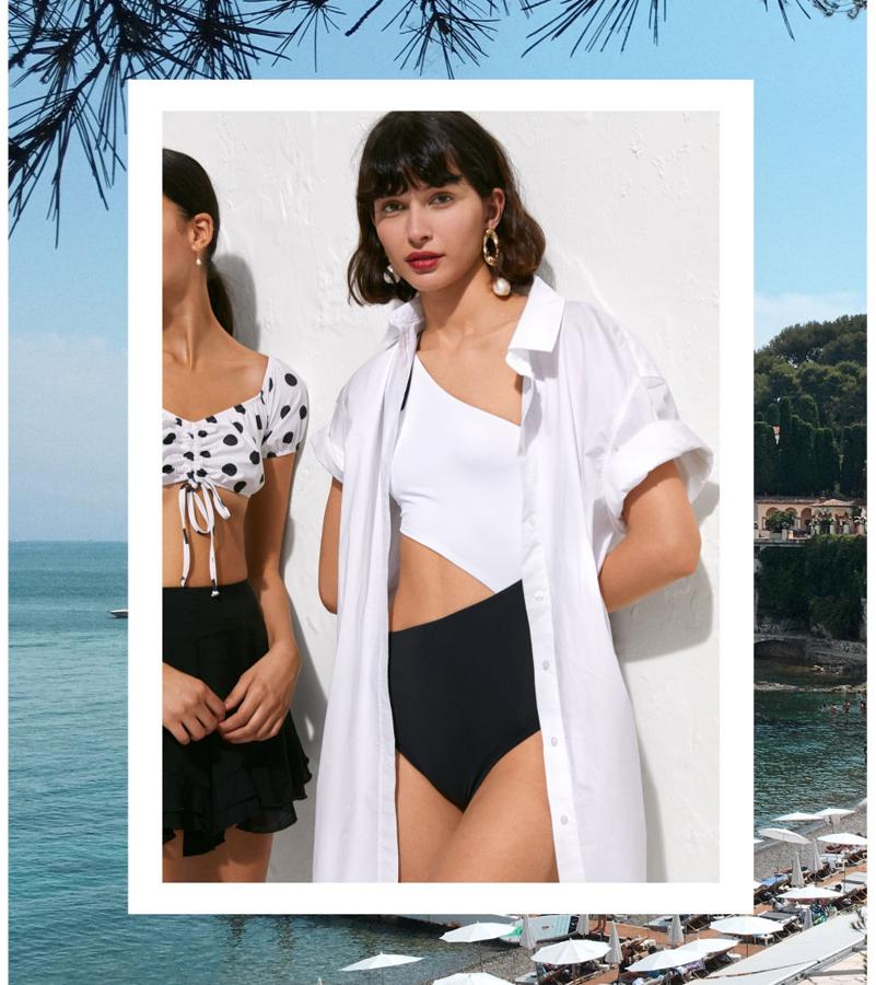 El blanco y negro siempre vuelve, y este bañador con detalle 'cut out' no puede ser más ideal. Cuesta 34.99 euros en la nueva colección de H&M.