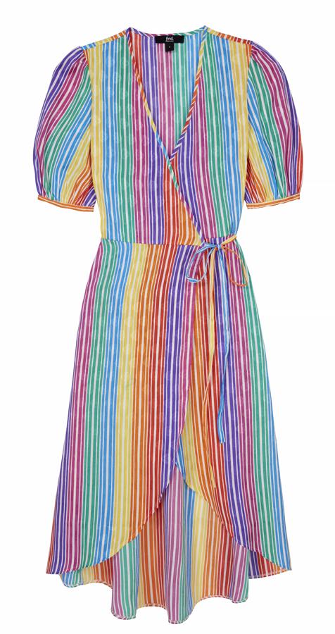 Estamos enamoradas de este vestido de rayas multicolores y silueta wrap de Truth&Fable, que pasa de 45 a 31 euros durante las  ofertas del Amazon Prime Day 2019 .