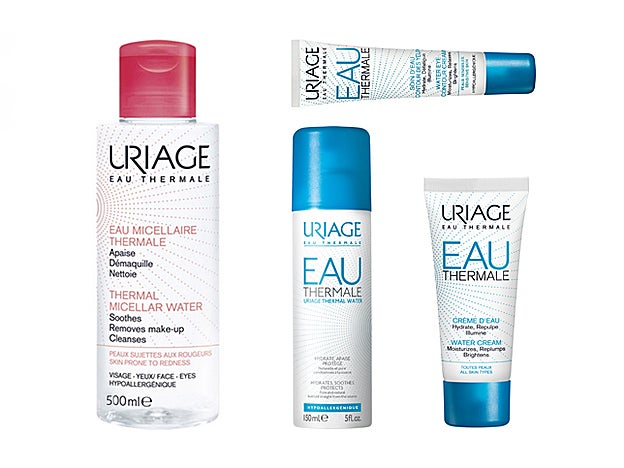 Agua Micelar (15,80 €), Contorno de ojos (16,80 €), Agua Thermal (8,10 €) y Crema de Agua (19,30 €). Todo de Uriage.