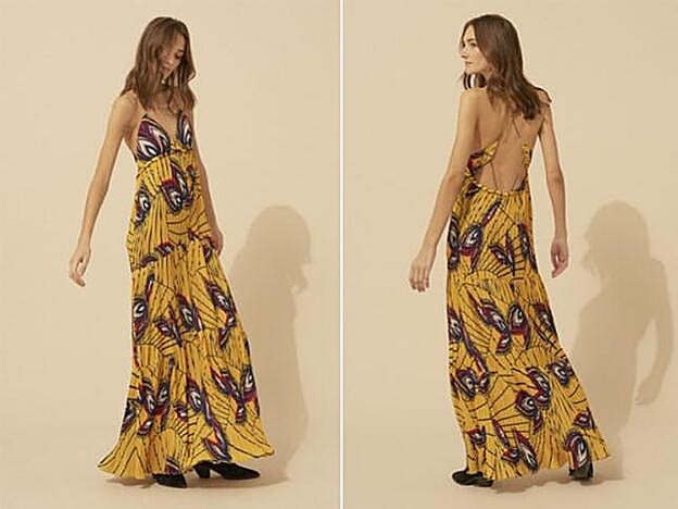 Vestido de Ba&sh largo y con estampado étnico, 128 euros.