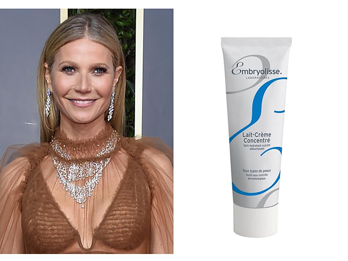Lait-Creme Concentré de Embryolisse  es uno de los productos multiusos que Gwyneth Paltrow siempre lleva en su maleta. Es una crema hidratante, que cuesta menos de 20 euros, también funciona como prebase, mascarilla de noche y limpiador.