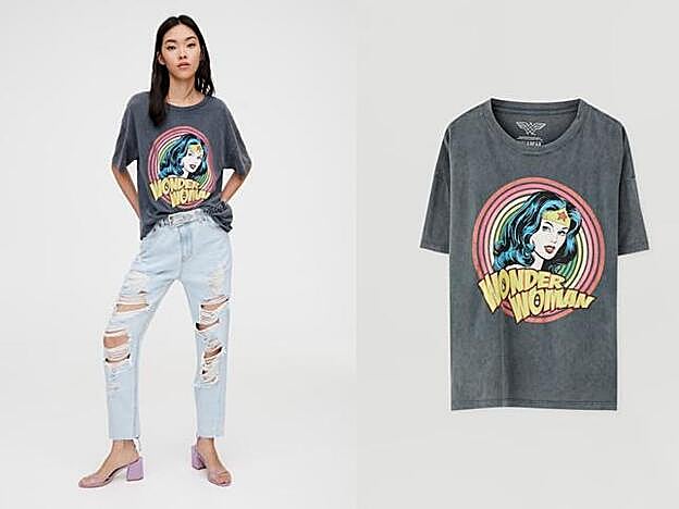 LA camiseta animada la puede combinar con jeans y sandalias de tacón.