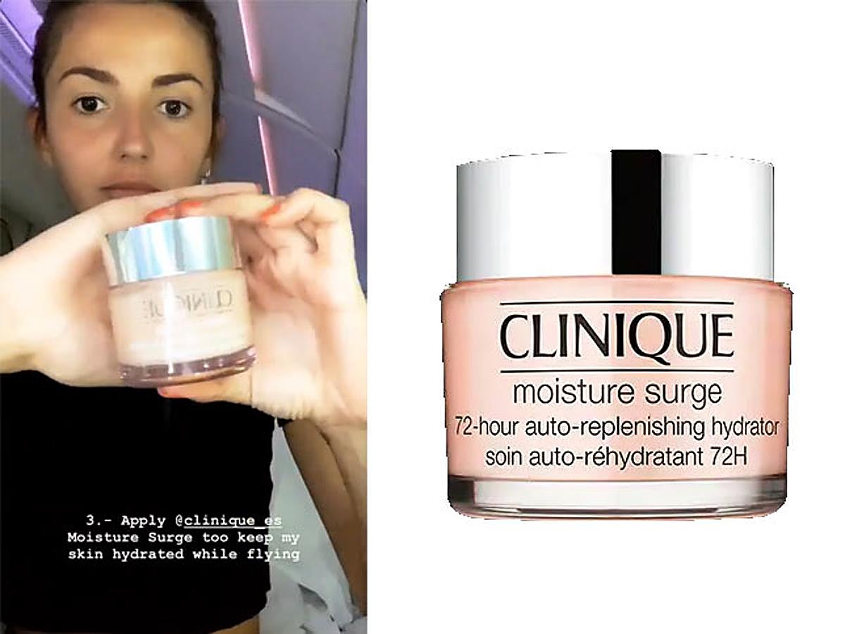 Uno de los puntos más importantes de esta rutina es la hidratación de la piel y para ello se decanta por la crema auto rehidratante de Clinique, Moisture Surge 72 horas. Esta crema en formato gel es ideal para ayudar a la piel a crear su propia fuente de hidratación gracias al ácido hialurónico.