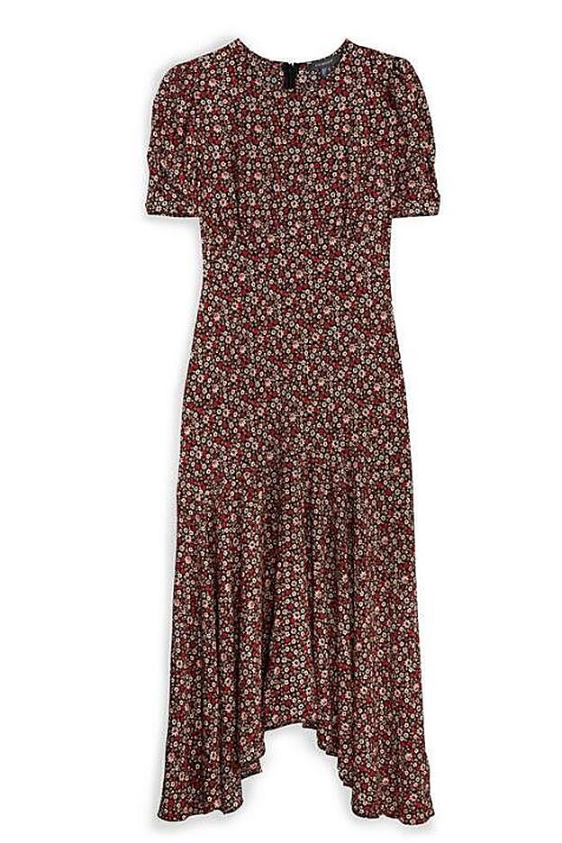 Vestido midi de flores, 18 euros.