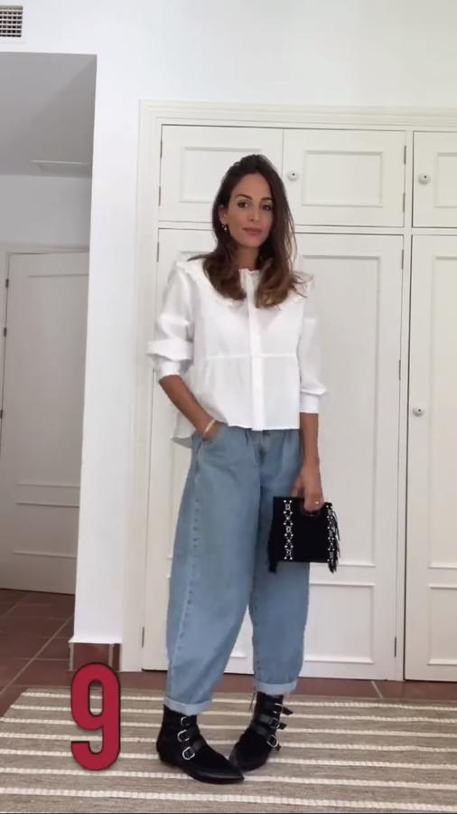 Con este estilismo, Rocío Osorno comprobó que no solo se pueden conjuntar con prendas ajustadas. Apostó esta vez por una camisa estilo oversize de popelín blanco y botines negros.