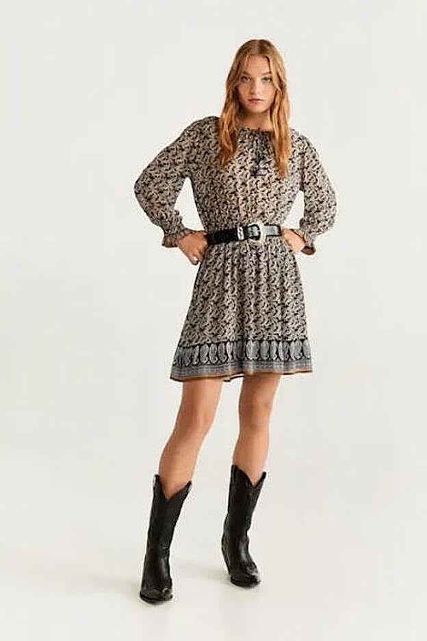 Vestido boho estampado, de Mango (39,99 euros).