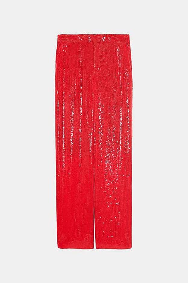Pantalones de lentejuelas de Zara (49,95 euros).
