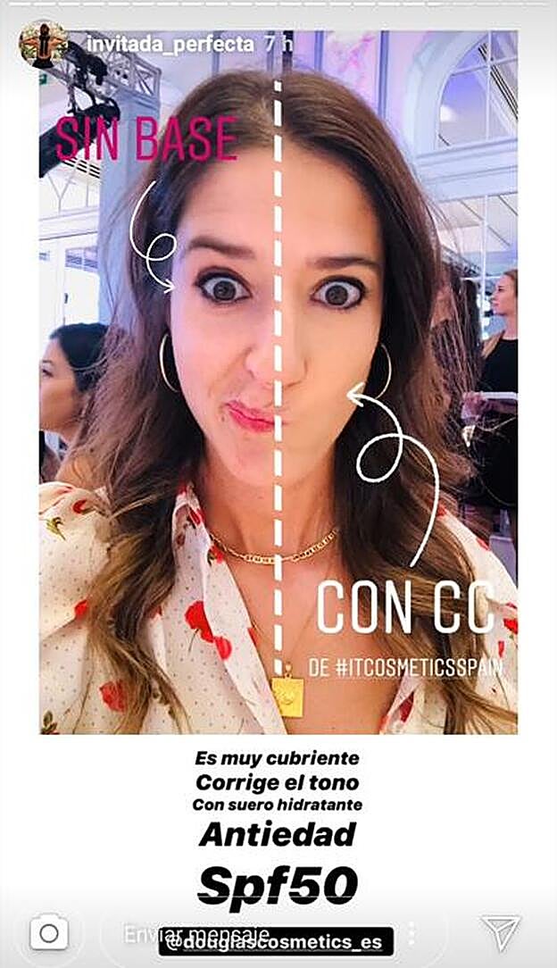 Sandra Majada ha mostrado en Instagram el sorprendente resultado en su rostro tras usar la CC cream de IT Cosmetics.